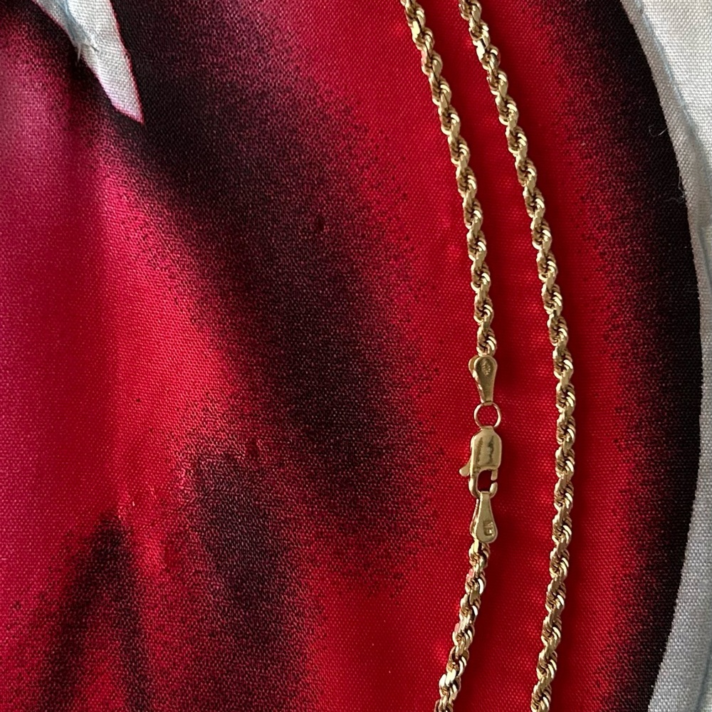 14k Diamond Cut Gold Rope Chain Looks lovely alone or paired with others 20” - Picture 7 of 8